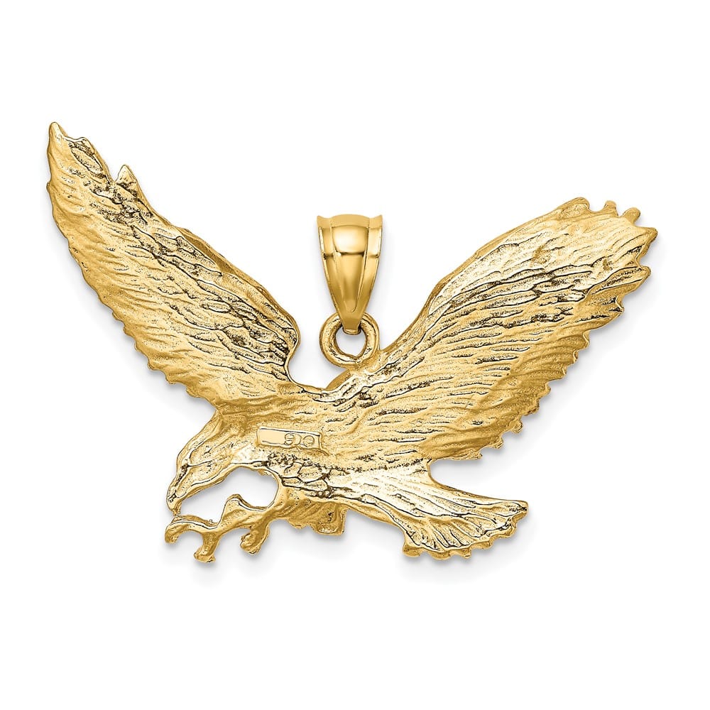 10K Yellow Gold Solid Large Eagle with Beak Touching Claws Charm