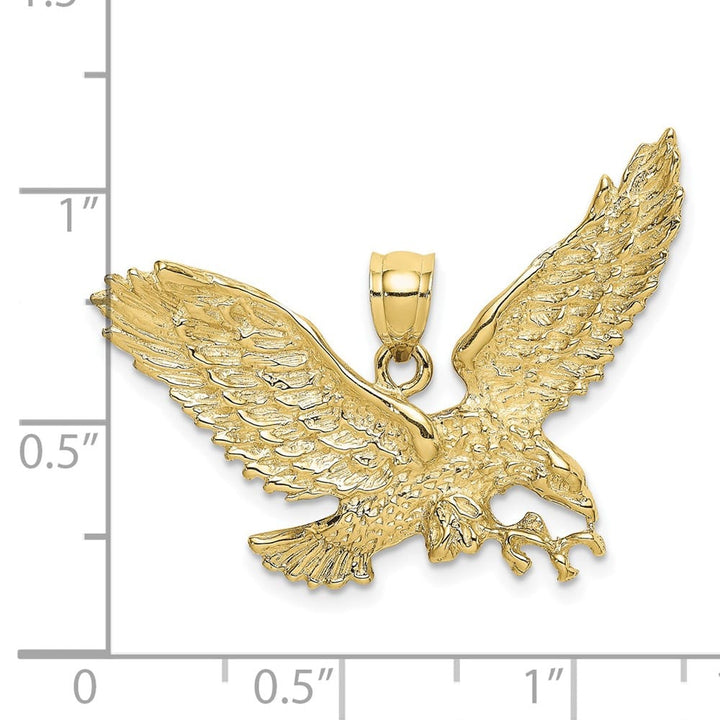 10K Yellow Gold Solid Large Eagle with Beak Touching Claws Charm