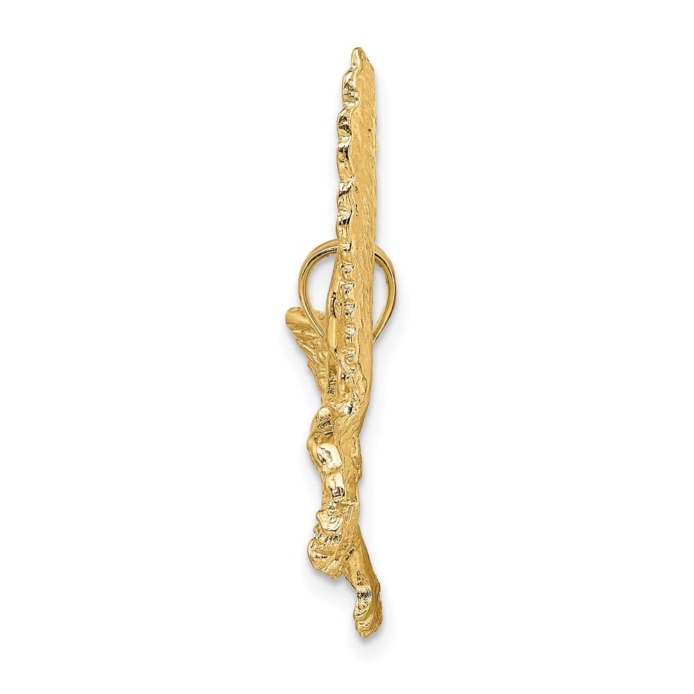 10K Yellow Gold Solid Large Eagle with Beak Touching Claws Charm