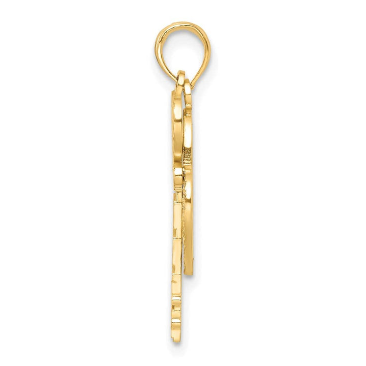 10K Yellow Gold Solid Large Filigree Heart Lock and Key Pendant