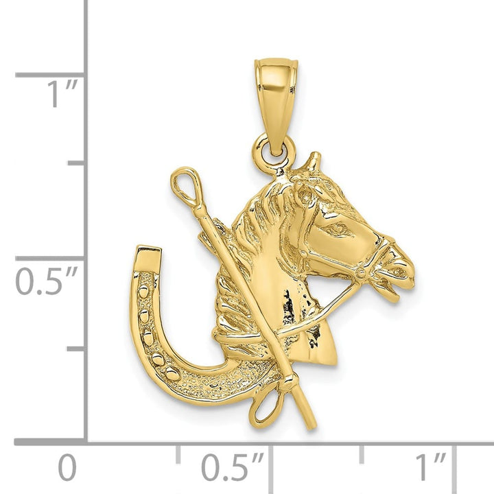 10K Yellow Gold Solid Large Horse Head / Horseshoe / Crop Charm