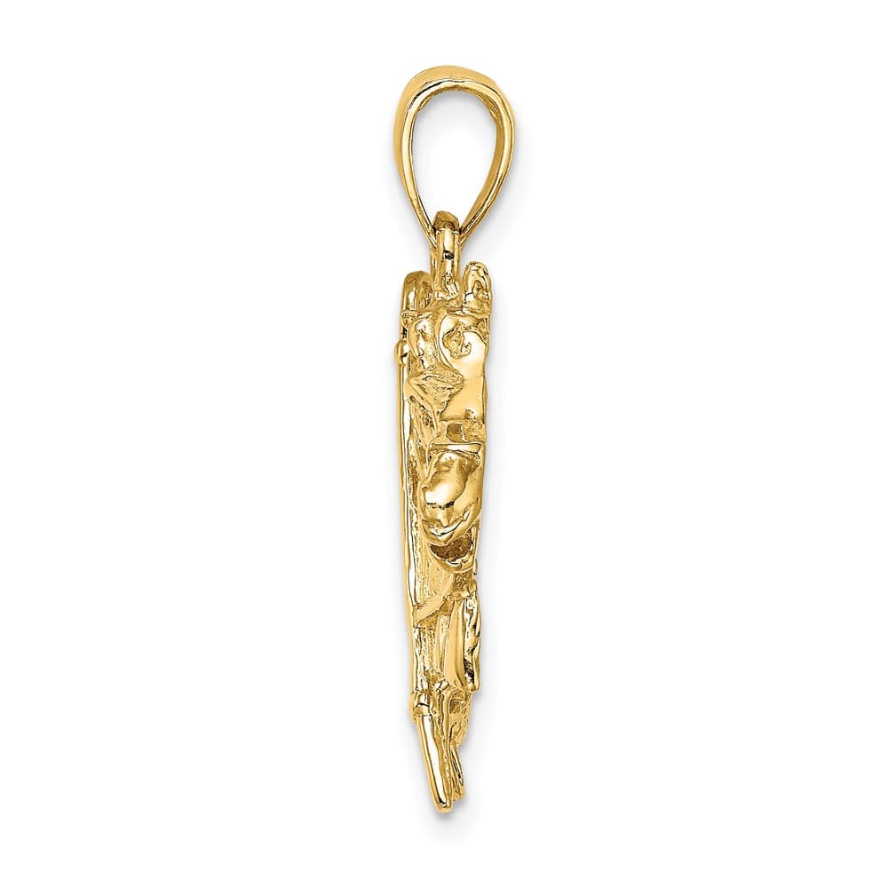 10K Yellow Gold Solid Large Horse Head / Horseshoe / Crop Charm
