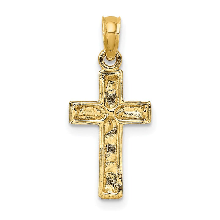 10K Yellow Gold Solid Medium 2-D Polished Textured Latin Cross Charm