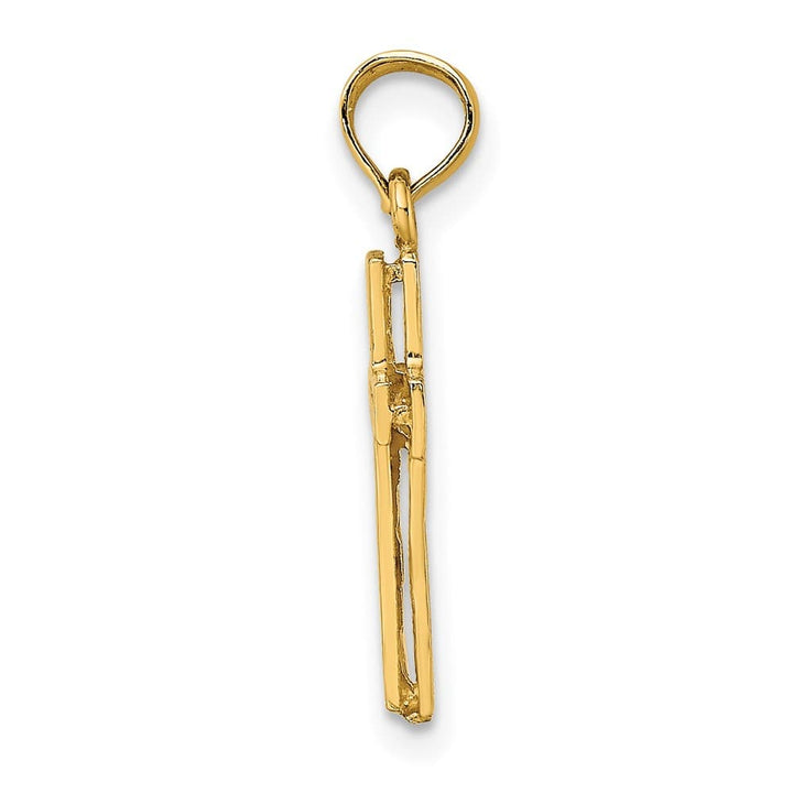 10K Yellow Gold Solid Medium 2-D Polished Textured Latin Cross Charm