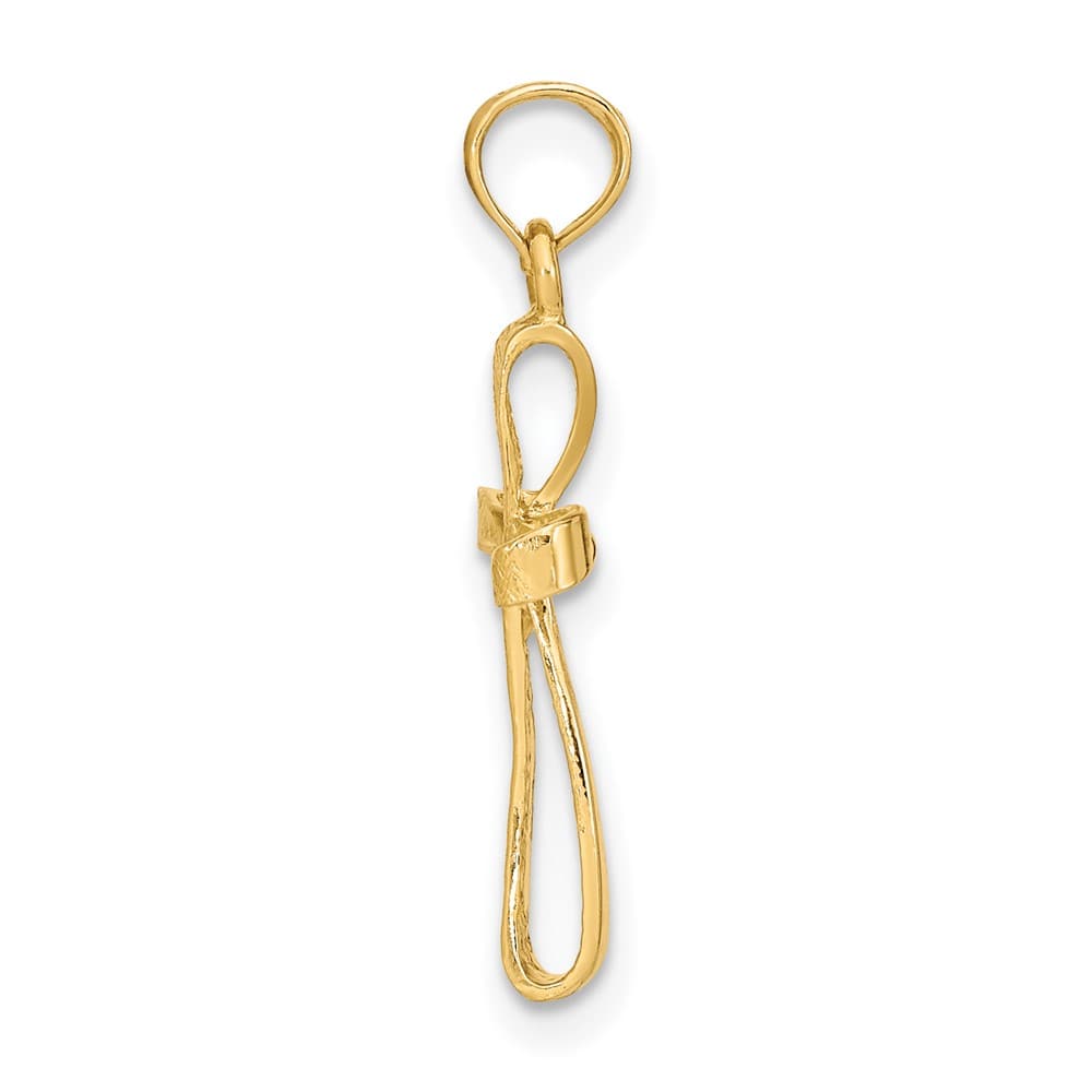10K Yellow Gold Solid Medium 3-D Engraved Polished Twisted Cross Charm