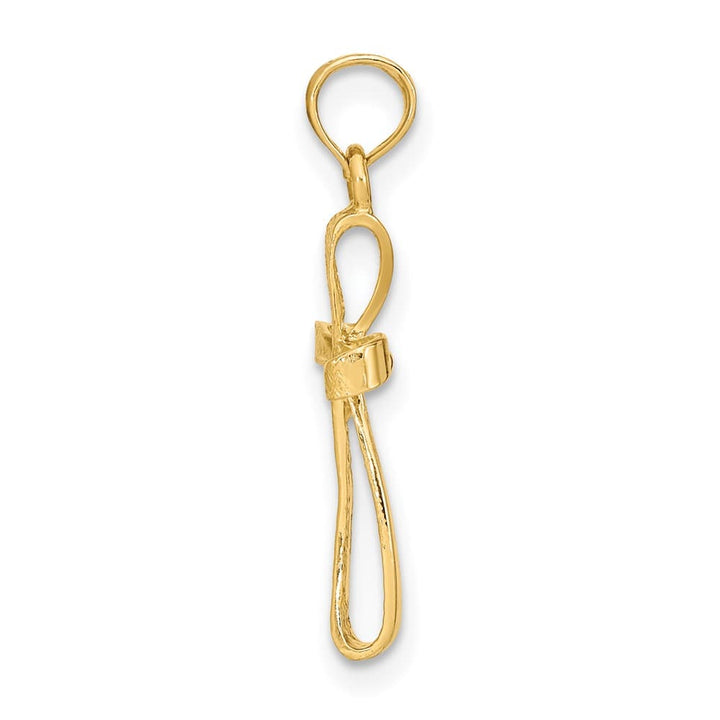 10K Yellow Gold Solid Medium 3-D Engraved Polished Twisted Cross Charm