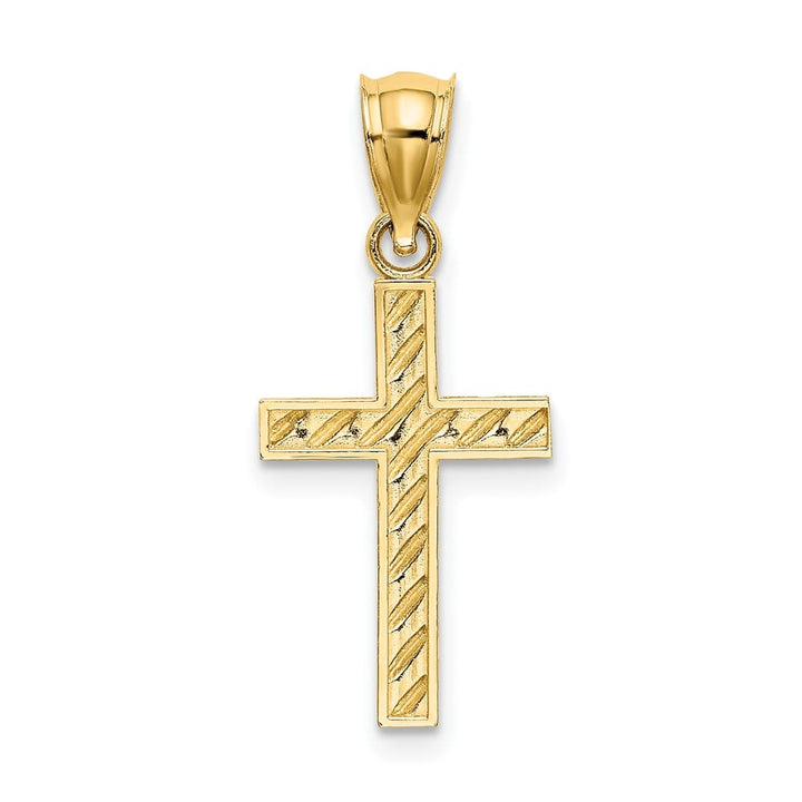 10K Yellow Gold Solid Medium Beaded and Polished Latin Cross Charm