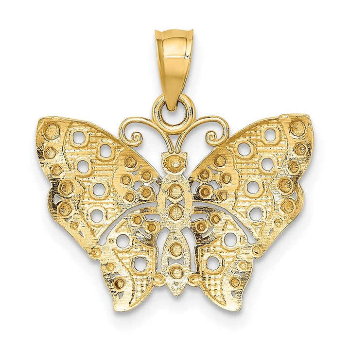 10K Yellow Gold Solid Medium Butterfly with Cut-out Wings Pendant