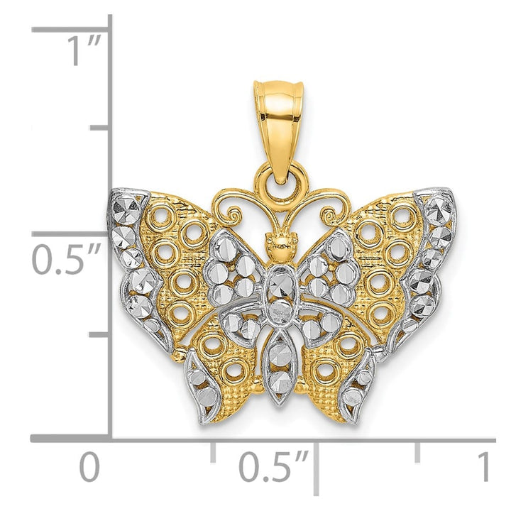 10K Yellow Gold Solid Medium Butterfly with Cut-out Wings Pendant