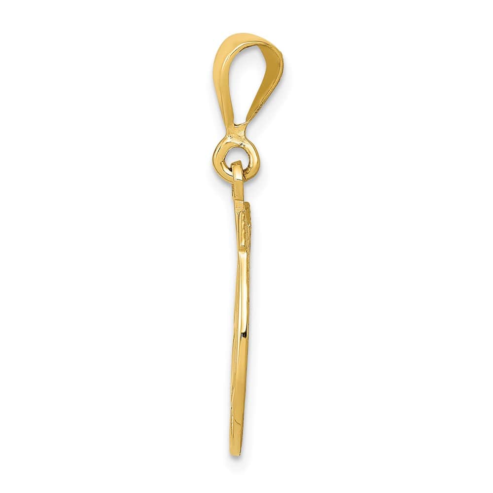 10K Yellow Gold Solid Medium Good Luck Horseshoe and Clover Pendant