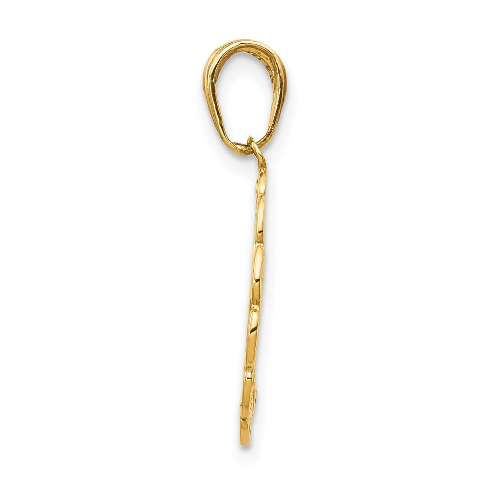 10K Yellow Gold Solid Medium Hummingbird with Flower in Frame Pendant