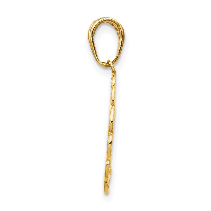 10K Yellow Gold Solid Medium Hummingbird with Flower in Frame Pendant