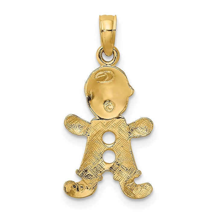 10K Yellow Gold Solid Medium Playful Boy with Cut-Out Buttons Charm