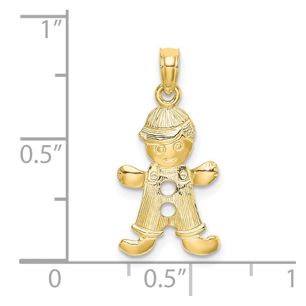 10K Yellow Gold Solid Medium Playful Boy with Cut-Out Buttons Charm