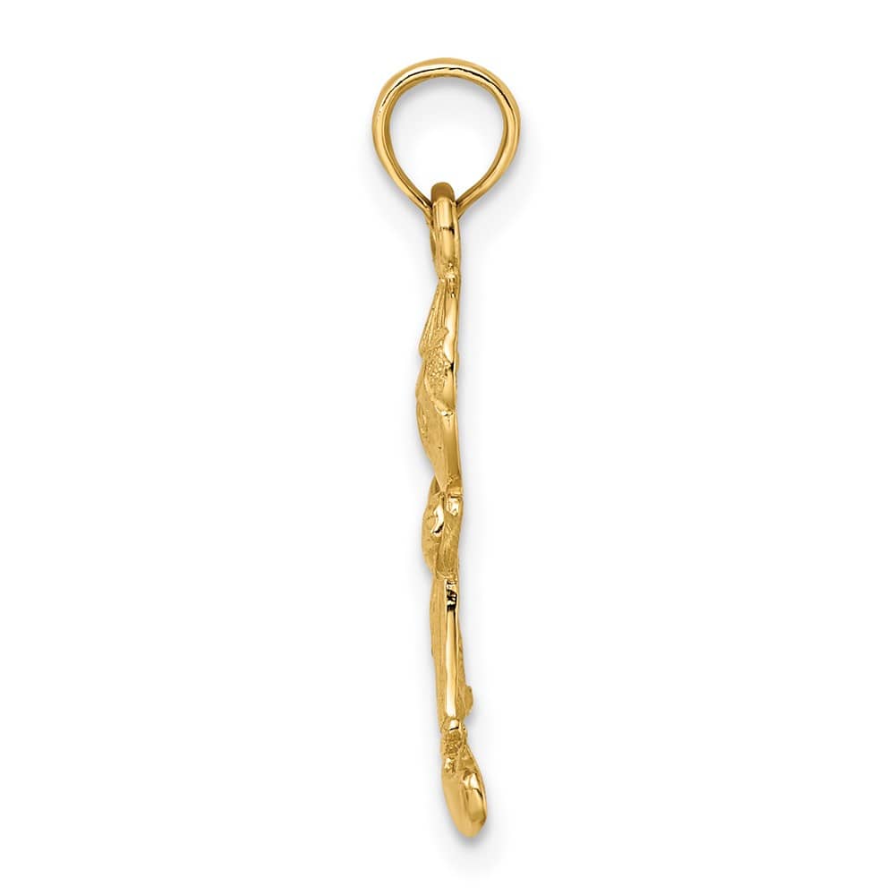 10K Yellow Gold Solid Medium Playful Boy with Cut-Out Buttons Charm