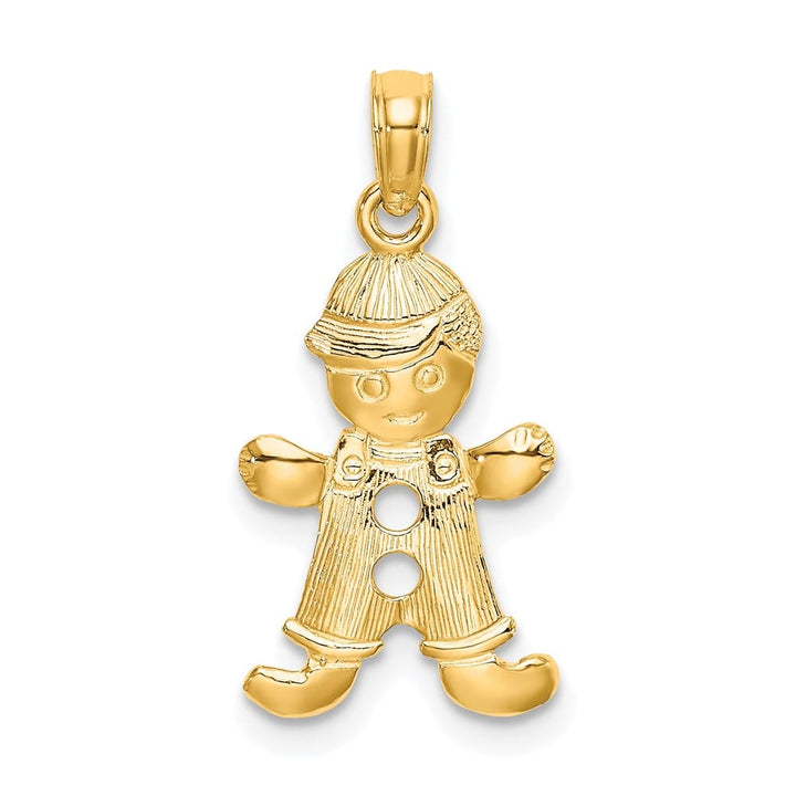 10K Yellow Gold Solid Medium Playful Boy with Cut-Out Buttons Charm