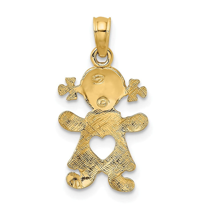 10K Yellow Gold Solid Medium Playful Girl with Cut-Out Heart Charm