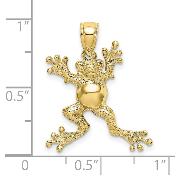 10K Yellow Gold Solid Polished 2-D Large Frog with Pot Belly Charm