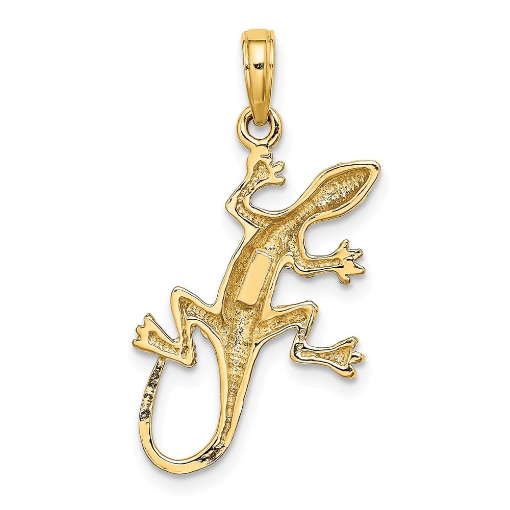 10K Yellow Gold Solid Polished 2-D Large Gecko Charm
