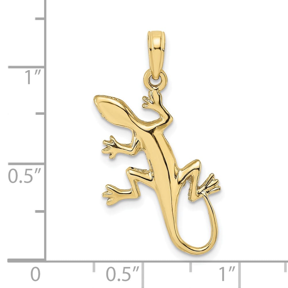 10K Yellow Gold Solid Polished 2-D Large Gecko Charm
