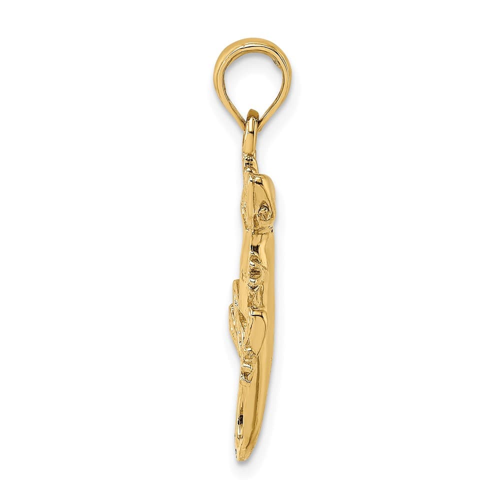 10K Yellow Gold Solid Polished 2-D Large Gecko Charm