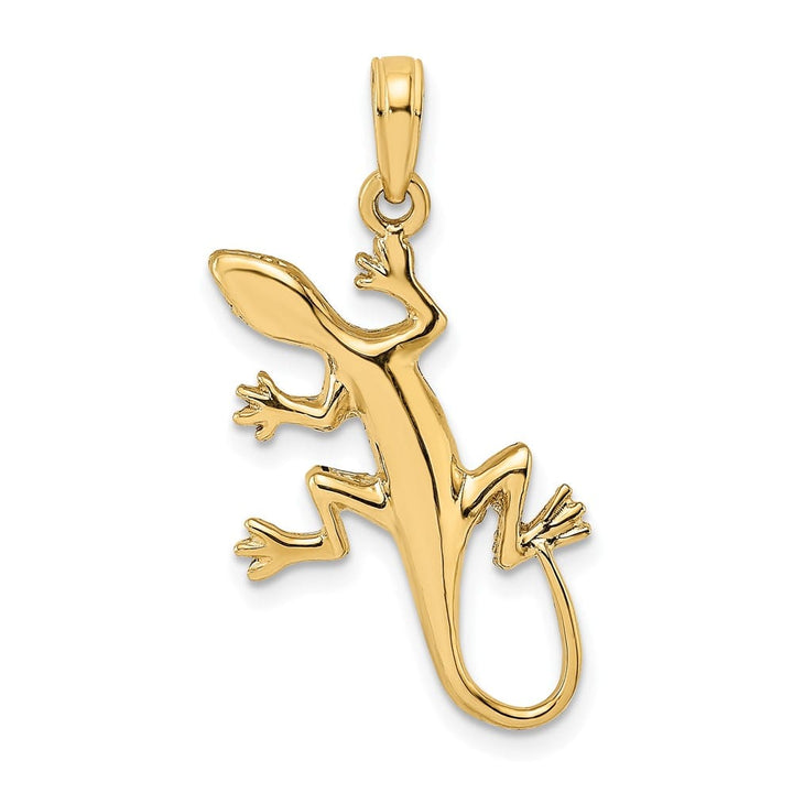 10K Yellow Gold Solid Polished 2-D Large Gecko Charm