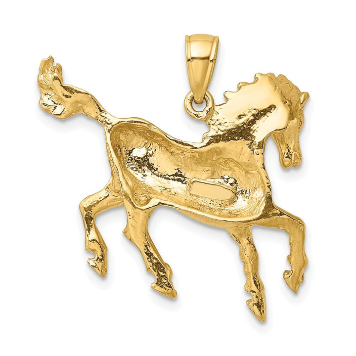 10K Yellow Gold Solid Polished 2-D Large Horse Charm
