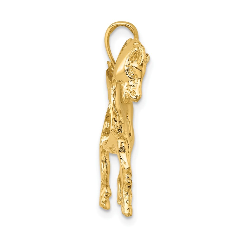 10K Yellow Gold Solid Polished 2-D Large Horse Charm