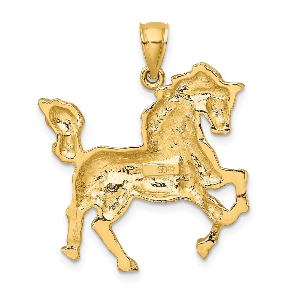 10K Yellow Gold Solid Polished 2-D Large Horse Charm