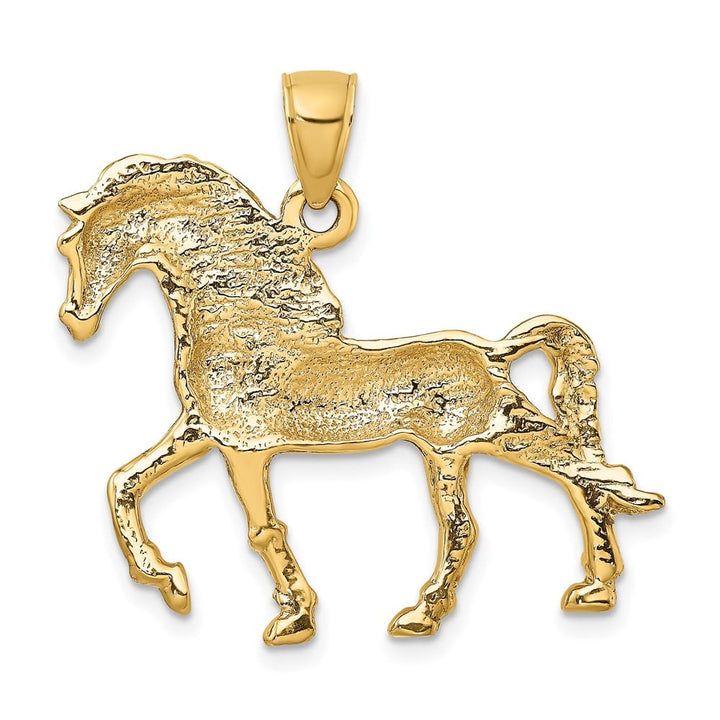 10K Yellow Gold Solid Polished 2-D Large Horse Walking Charm