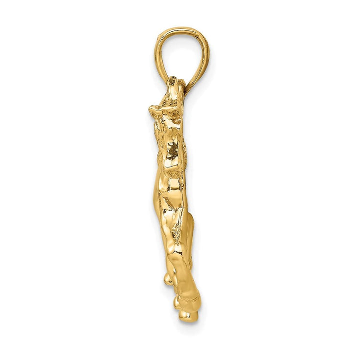 10K Yellow Gold Solid Polished 2-D Large Horse Walking Charm