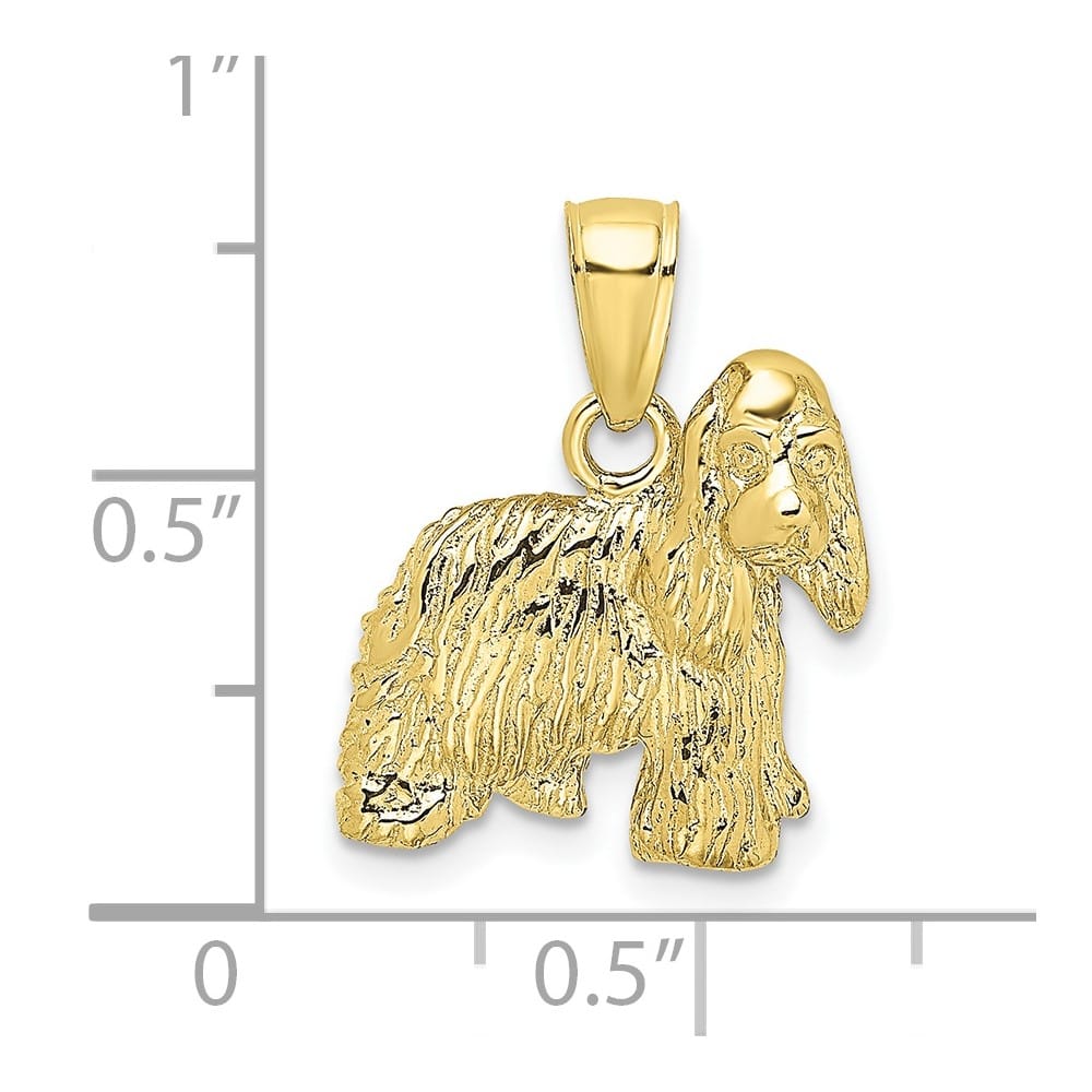 10K Yellow Gold Solid Polished 2-D Medium Cocker Spaniel Dog Charm