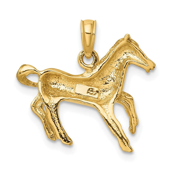 10K Yellow Gold Solid Polished 2-D Medium Galloping Horse Charm