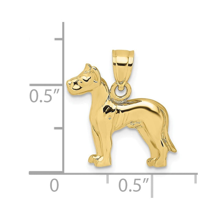 10K Yellow Gold Solid Polished 2-D Medium Great Dane Dog Charm