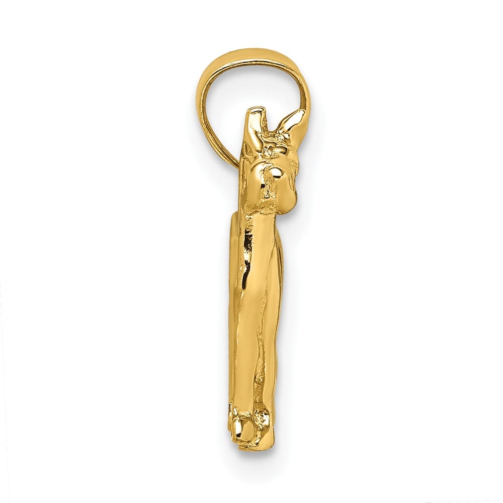 10K Yellow Gold Solid Polished 2-D Medium Great Dane Dog Charm