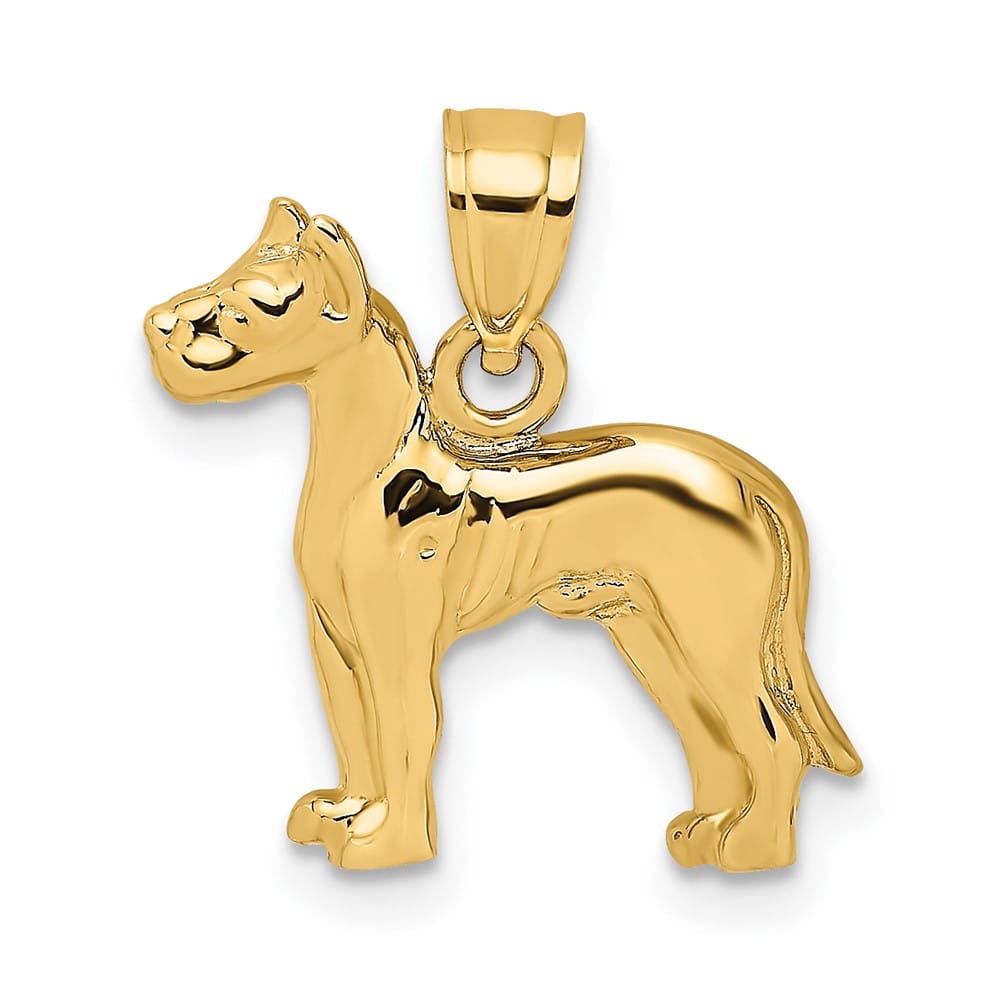 10K Yellow Gold Solid Polished 2-D Medium Great Dane Dog Charm