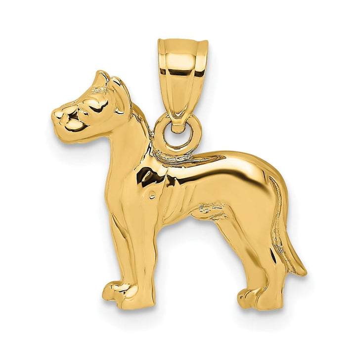10K Yellow Gold Solid Polished 2-D Medium Great Dane Dog Charm