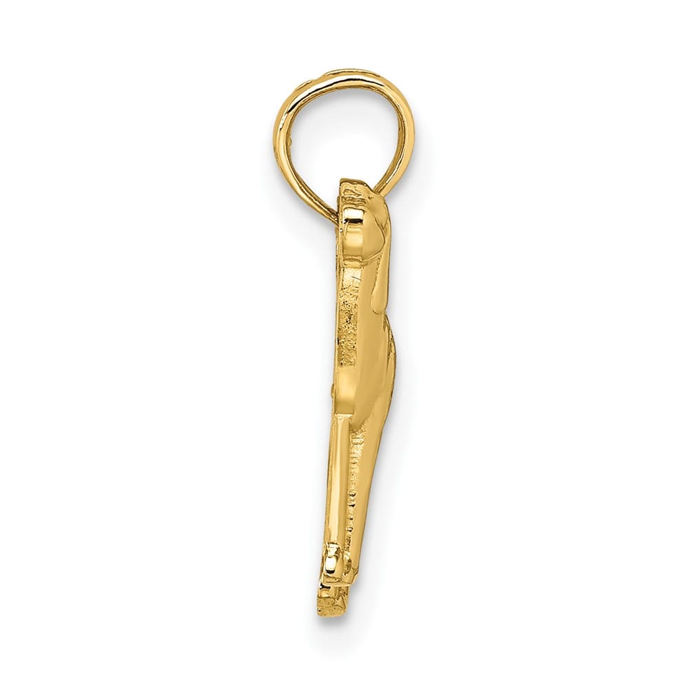 10K Yellow Gold Solid Polished 2-D Medium Greyhound Dog Charm