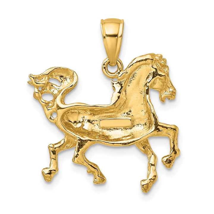 10K Yellow Gold Solid Polished 2-D Medium Horse Charm