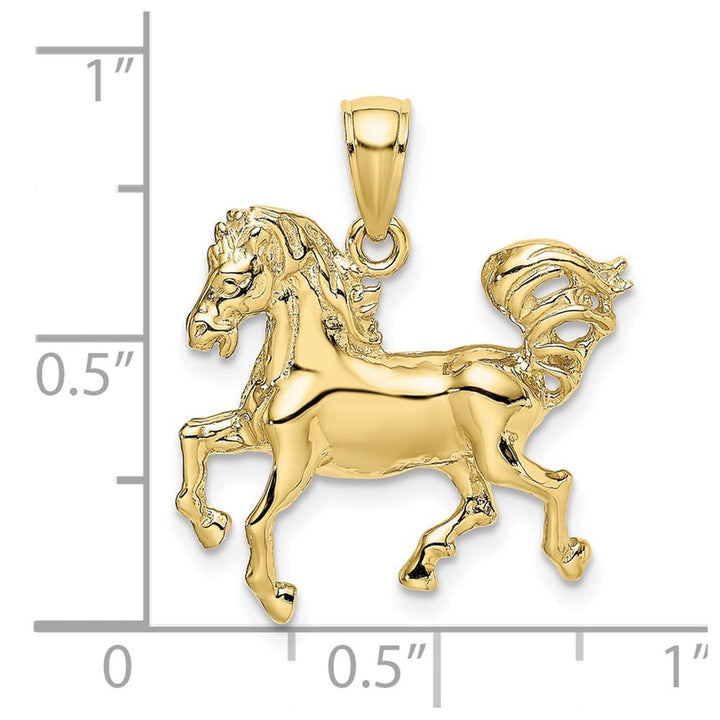 10K Yellow Gold Solid Polished 2-D Medium Horse Charm