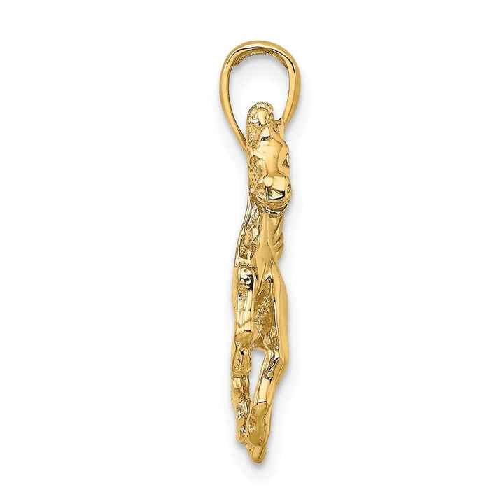 10K Yellow Gold Solid Polished 2-D Medium Horse Charm