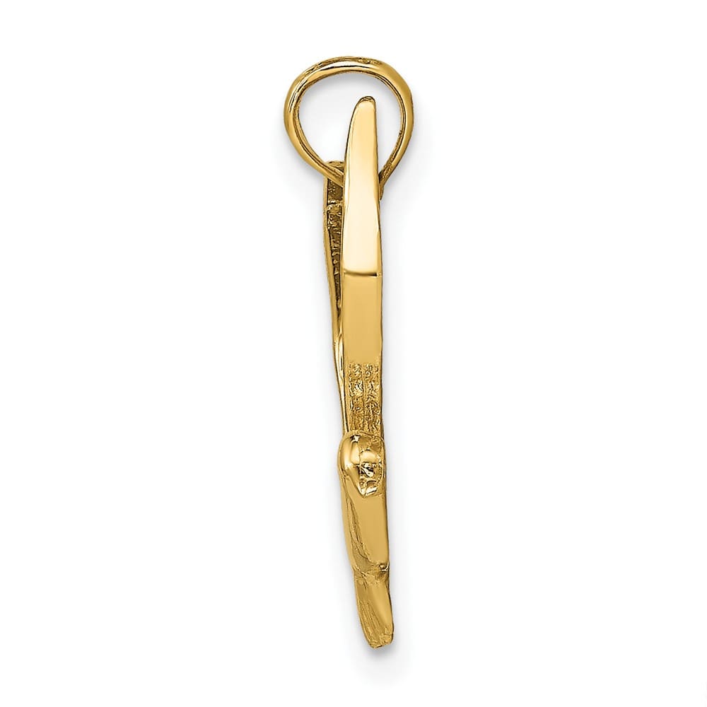 10K Yellow Gold Solid Polished 2-D Medium Seagull Flying Charm