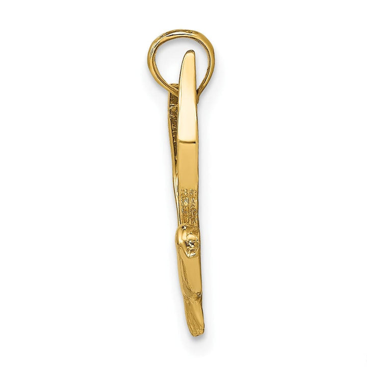 10K Yellow Gold Solid Polished 2-D Medium Seagull Flying Charm