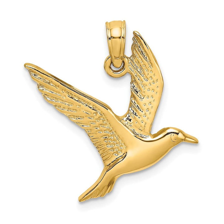 10K Yellow Gold Solid Polished 2-D Medium Seagull Flying Charm
