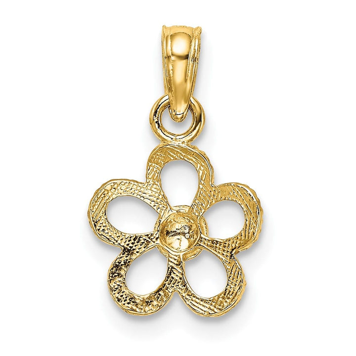 10K Yellow Gold Solid Polished 2-D Small Daisy Flower Charm
