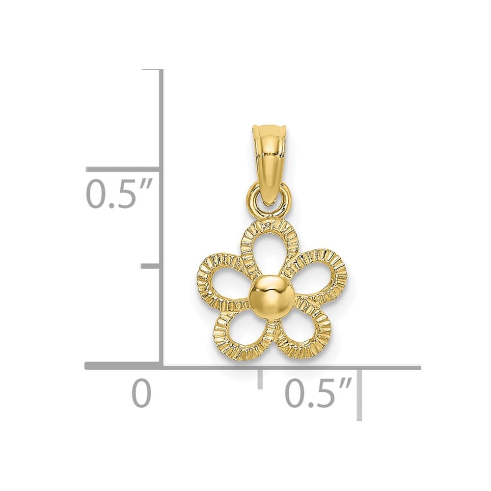10K Yellow Gold Solid Polished 2-D Small Daisy Flower Charm