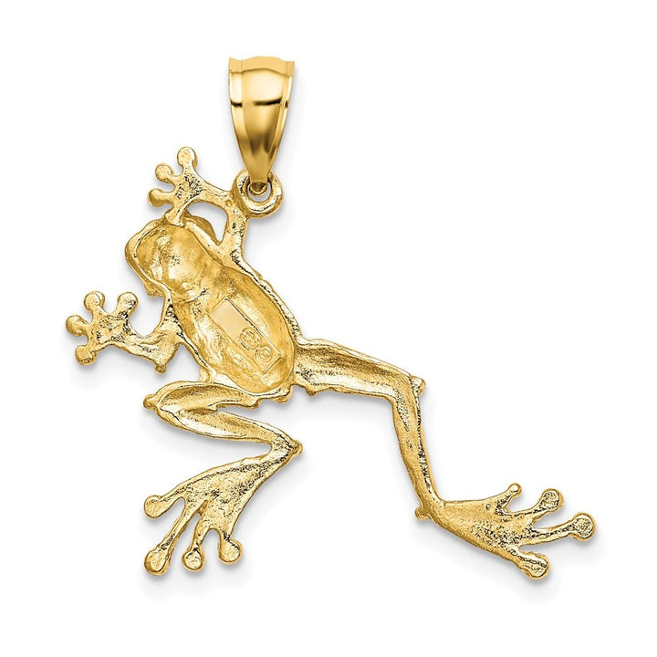 10K Yellow Gold Solid Polished 2-D Textured Large Frog Charm