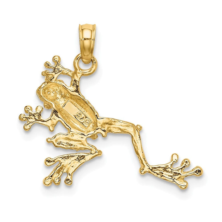 10K Yellow Gold Solid Polished 2-D Textured Medium Frog Charm