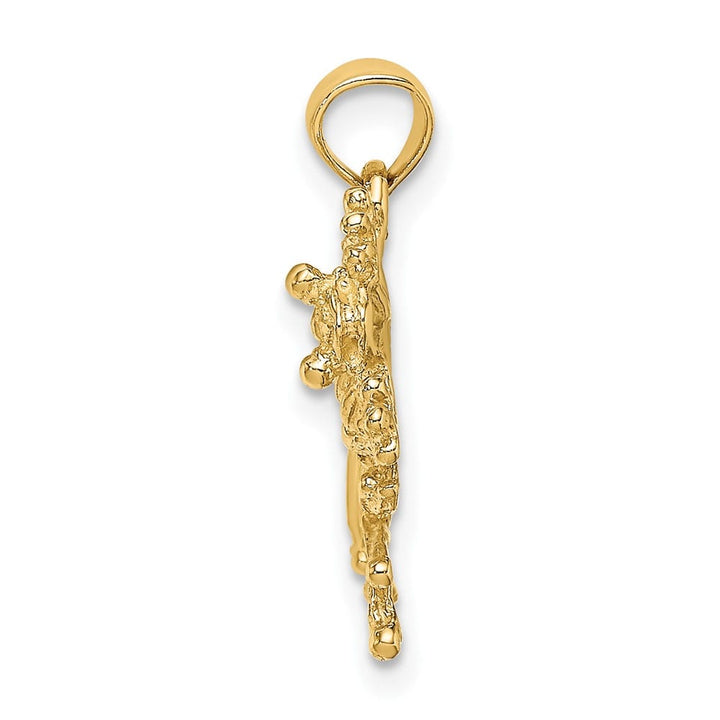 10K Yellow Gold Solid Polished 2-D Textured Medium Frog Charm