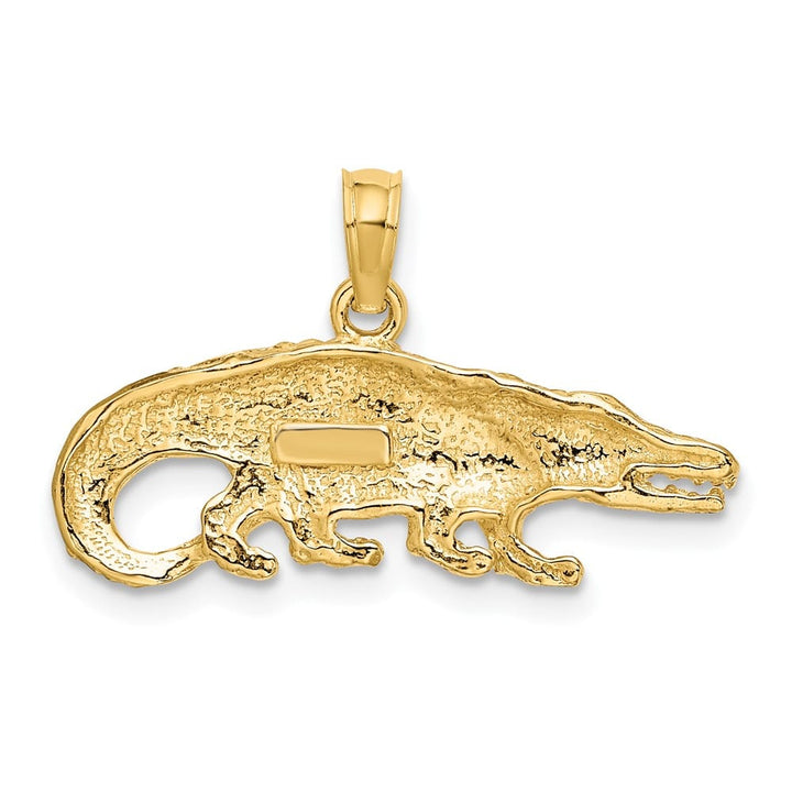 10K Yellow Gold Solid Polished 2-D Textured Small Alligator Charm